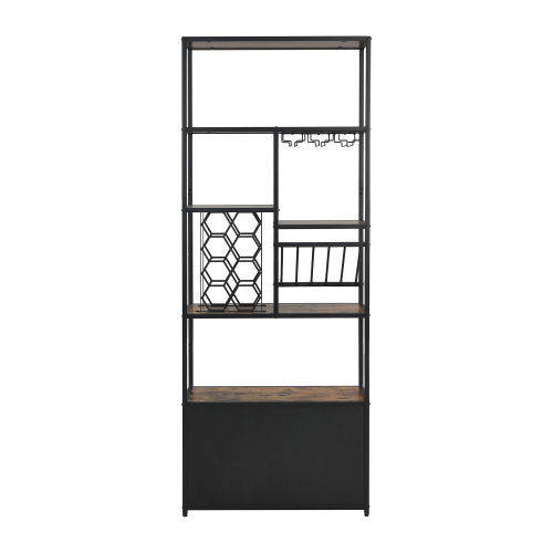 Industrial Vertical Bar Rack With Glass Shelf, Tall Freestanding Floor Bar Cabinet Industrial Vertical Bar Rack With Glass Shelf, Tall Freestanding Floor Bar Cabinet