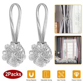 2 Packs Magnetic Curtain Tiebacks Extendable Floral Drape Holder Decorative Window Hangings Clip