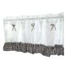 Semi Sheer Brown Grid Doorway Curtain Valance Half Curtain Bowknot Kitchen Short Curtain Tier cafe Curtain,59x15 inch