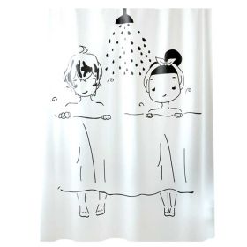 Couples PEVA Bathroom Shower Curtain Waterproof Shower Curtain Bathroom Decoration, 71x71inch White