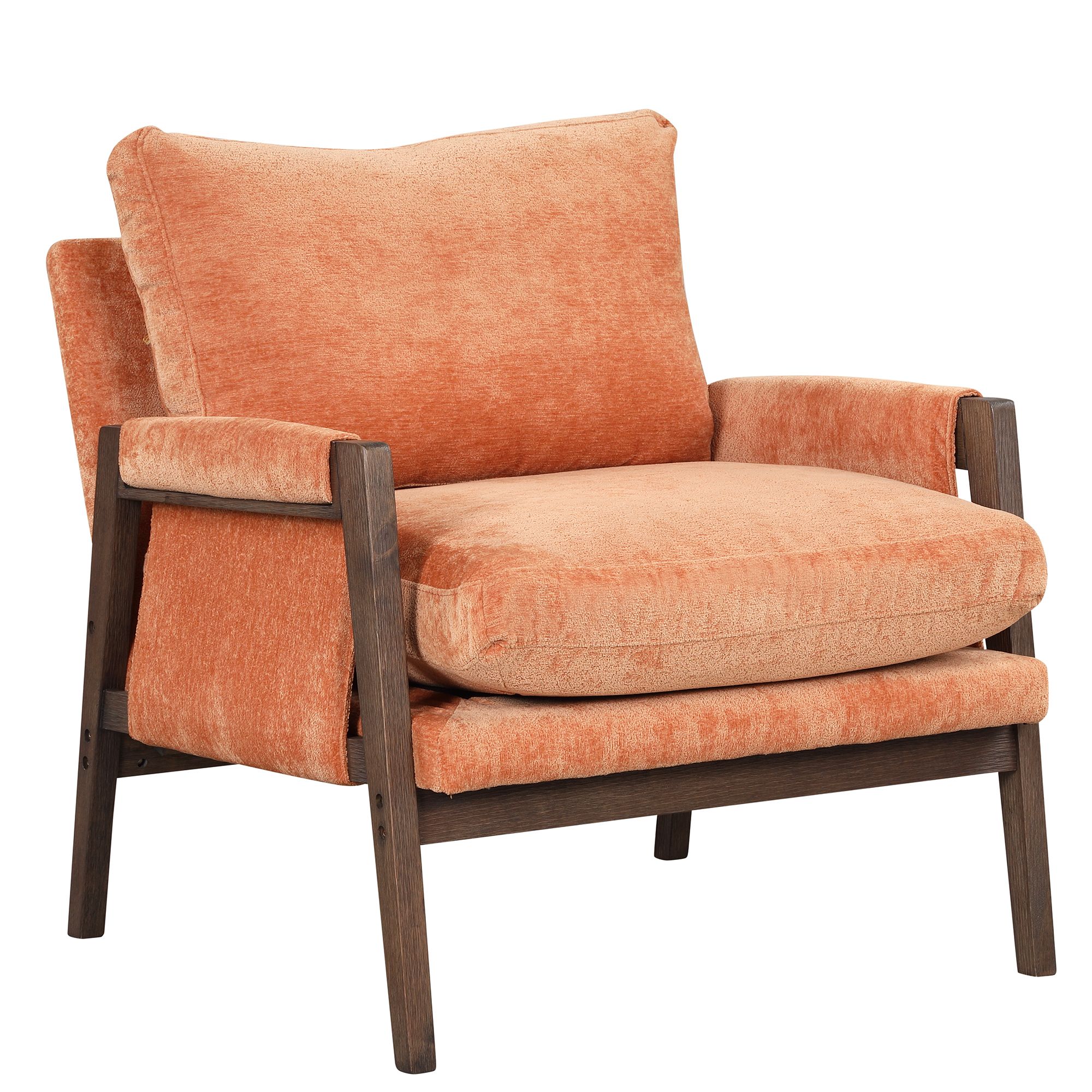 Mid-Century Modern Velvet Accent Chair,Leisure Chair with Solid Wood and Thick Seat Cushion for Living Room,Bedroom,Studio,Orange Mid-Century Modern Velvet Accent Chair,Leisure Chair with Solid Wood and Thick Seat Cushion for Living Room,Bedroom,Studio,Orange