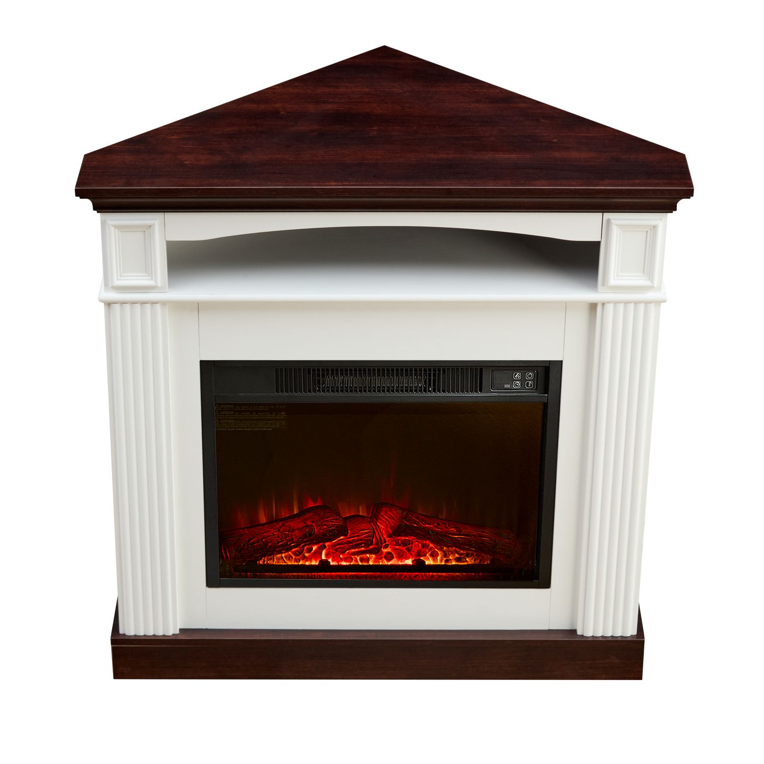 Corner electric fireplace with mantelpiece for living room or bedroom, replaceable fireplace insert heaters, realistic log and flame effects Corner electric fireplace with mantelpiece for living room or bedroom, replaceable fireplace insert heaters, realistic log and flame effects