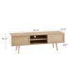 TV cabinet; double sliding doors for storage; adjustable shelf; solid wood legs; TV console for living room ; natural