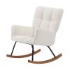 Leisure Sofa Glider Chair, Comfy Upholstered Lounge Chair with High Backrest, for Nursing Baby, Reading, Napping Beige