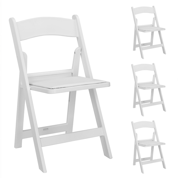 4pcs White All Plastic With Cushion, Courtyard Plastic Folding Chair 4pcs White All Plastic With Cushion, Courtyard Plastic Folding Chair