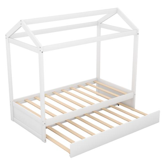 House Bed With Rollers, Decorative, White House Bed With Rollers, Decorative, White