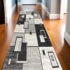 15' Gray And Black Geometric Distressed Runner Rug
