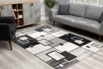 20' Gray And Black Geometric Distressed Runner Rug