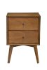 26" Solid Wood and Wood Two Drawer Nightstand