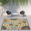 9' X 12' Blue And Yellow Indoor Outdoor Area Rug
