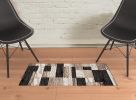 2' X 3' Black Brown And Beige Patchwork Area Rug