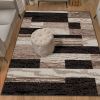 8' X 10' Black Brown And Beige Patchwork Area Rug