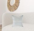 18" Light Blue And White Chevron Cotton Throw Pillow
