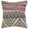 18" Blue and Beige Throw Pillow