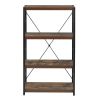 43" Black And Brown Distressed Metal and Wood Three Tier Etagere Bookcase