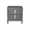 29" Dark Gray Solid Wood and Wood Two Drawer Nightstand
