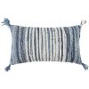 14" X 26" Denim Blue And Ivory Cotton Throw Pillow with Tassels And Texture