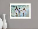 Running on the Beach 1 White Framed Print Wall Art