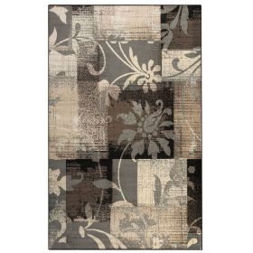 8' X 10' Beige Brown And Gray Floral Distressed Area Rug