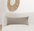 14" X 36" Tan Linen Throw Pillow with Fringe