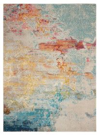 7' X 10' Blue And Gray Abstract Power Loom Area Rug