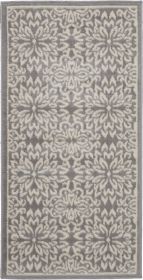 2' X 4' Gray Floral Power Loom Area Rug