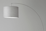 74" Silver Metal Arched Floor Lamp With Gray Linen Drum Shade