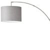 74" Silver Metal Arched Floor Lamp With Gray Linen Drum Shade