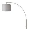 74" Silver Metal Arched Floor Lamp With Gray Linen Drum Shade