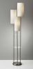 68" Silver Three Light Novelty Floor Lamp With White Linen Cylinder Shade