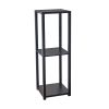 35" Black Solid Wood Square End Table With Two Shelves