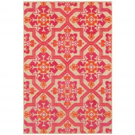 5' X 8' Pink And Orange Moroccan Indoor Outdoor Area Rug