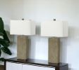 Set of Two 29" Gold Waffle Table Lamps With White Shade