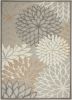 5' X 8' Gray And Ivory Floral Indoor Outdoor Area Rug
