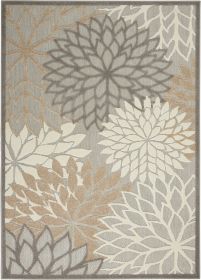5' X 8' Gray And Ivory Floral Indoor Outdoor Area Rug