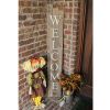 5' Rustic Dark Gray and White Wood Porch Welcome Sign