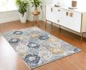 4' X 6' Blue and Yellow Floral Area Rug