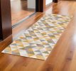 2' X 5' Yellow and Ivory Geometric Area Rug