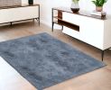 4' X 5' Gray Shag Power Loom Non Skid Area Rug
