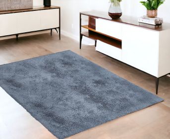 4' X 5' Gray Shag Power Loom Non Skid Area Rug