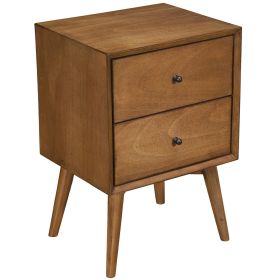 26" Solid Wood and Wood Two Drawer Nightstand