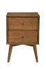 26" Solid Wood and Wood Two Drawer Nightstand