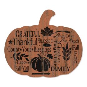 Grateful Thankful Blessed Unframed Wood Pumpkin Wall Decor