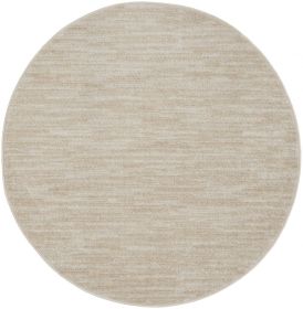 4' Beige And Ivory Round Indoor Outdoor Area Rug