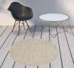 4' Beige And Ivory Round Indoor Outdoor Area Rug
