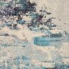 5' X 7' Ivory And Teal Blue Abstract Power Loom Non Skid Area Rug