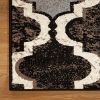 8' Brown Black And Ivory Quatrefoil Distressed Runner Rug