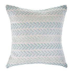 18" Light Blue And White Chevron Cotton Throw Pillow