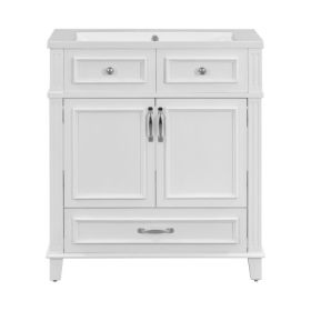 30 Inches Bathroom Vanity With Resin Sink, Solid Wood Frame Bathroom Storage Cabinet With Soft Close Door, Vintage Style, White