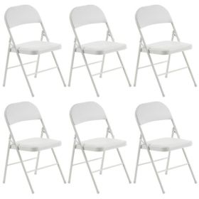 6pcs Elegant Foldable Iron & PVC Chairs for Convention & Exhibition White
